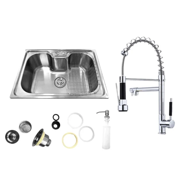 Cuba Pia Gourmet Aço Inox 201 CG201-C01 e Torneira Gourmet 50cm Cromada de Bancada Belcca TGM50C-BZ
