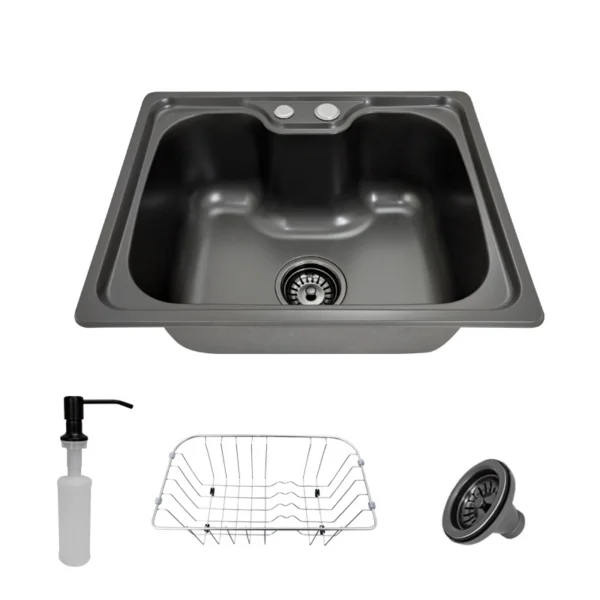 Cuba Pia Gourmet Cozinha Preta Inox 50x40 Acessórios Tubrax