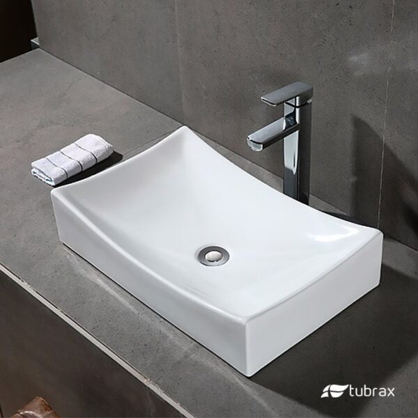 Cuba Banheiro Lavabo Em Cerâmica Louça Branca Retangular Tubrax