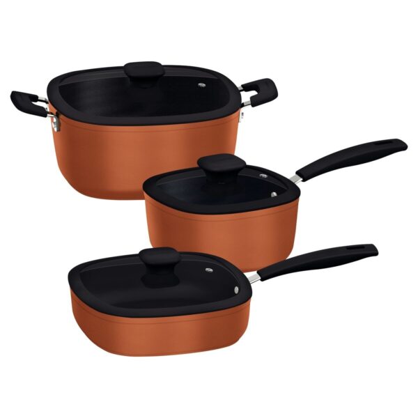 Jogo de Panelas Tramontina Refinatta em Alumínio com Revestimento Interno e Externo em Antiaderente Starflon Premium Cobre 03 Peças