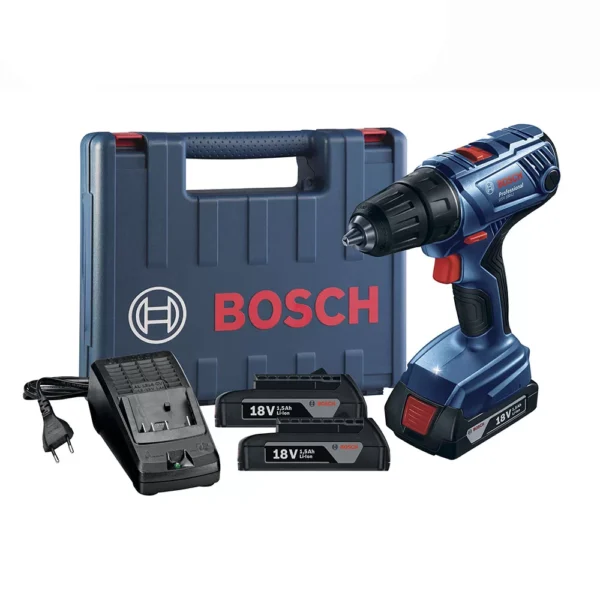Parafusadeira Furadeira GSR180 1/2 Pol. 18V com 2 Baterias Lí-Íon 2,0Ah Carregador Bivolt e Maleta – BOSCH-06019F81E0-000