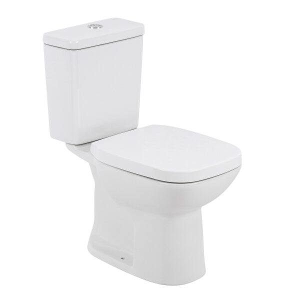 Kit Vaso Sanitário com Caixa Acoplada e Assento Branco Duplo Acionamento 3/6L Saída Vertical Square Roca