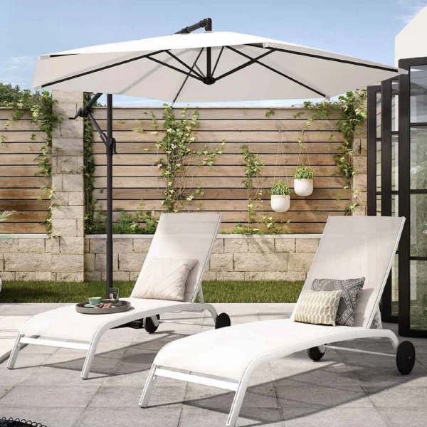 Ombrelone 2,4×2,9m Lateral Aço Bege Hexa Polar Naterial